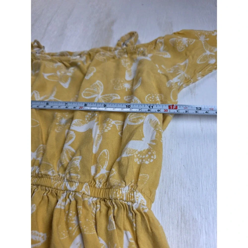 OshKosh Bgosh Girls Yellow Butterfly Dress Boho Cottagecore Viscose Size 7 7A